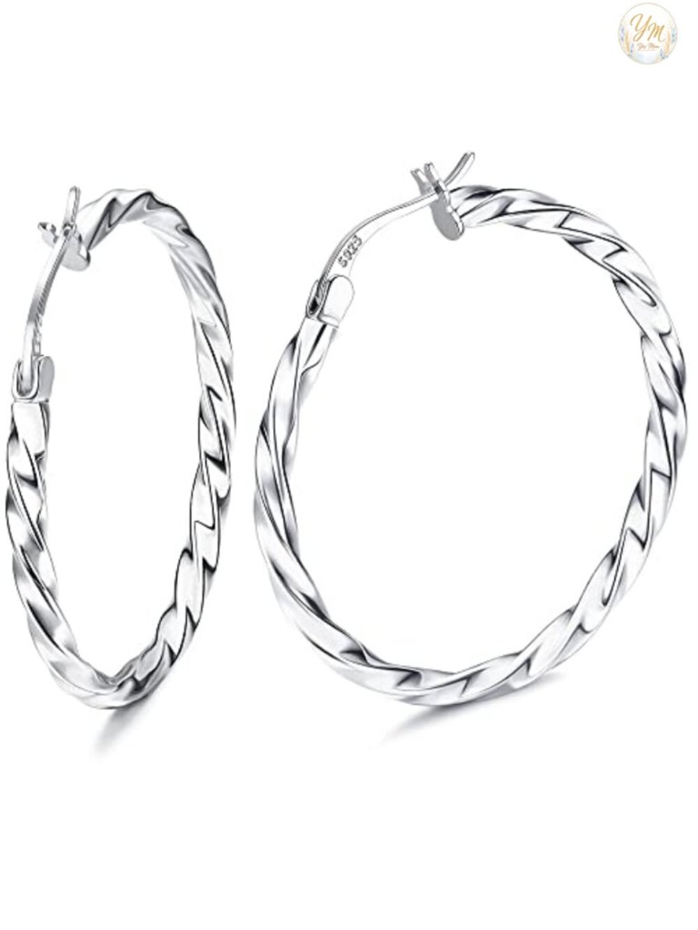 2.5mm Solid 925 Sterling Silver Twisted Hoop Earrings for Women